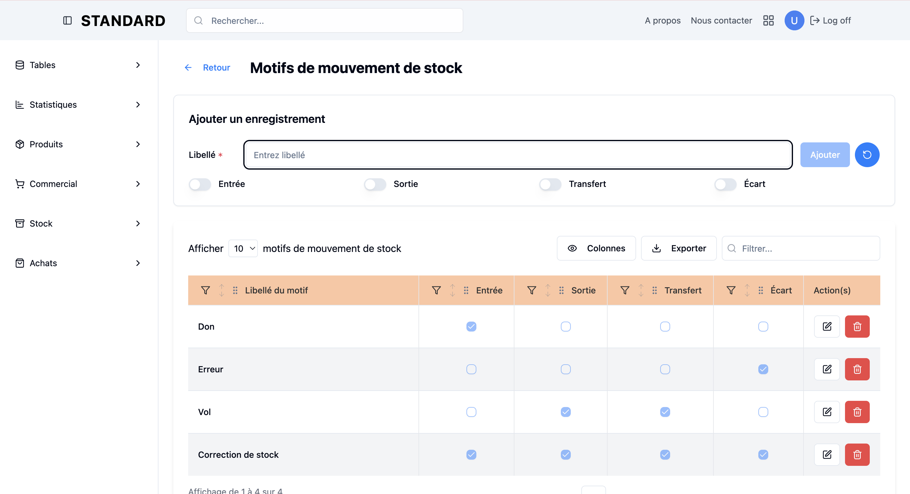 Gestion des stocks